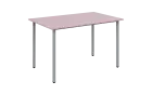 JSB 120N Jídelní stůl 1200 x 800 mm, deska pastelově růžová / podnož stříbrná